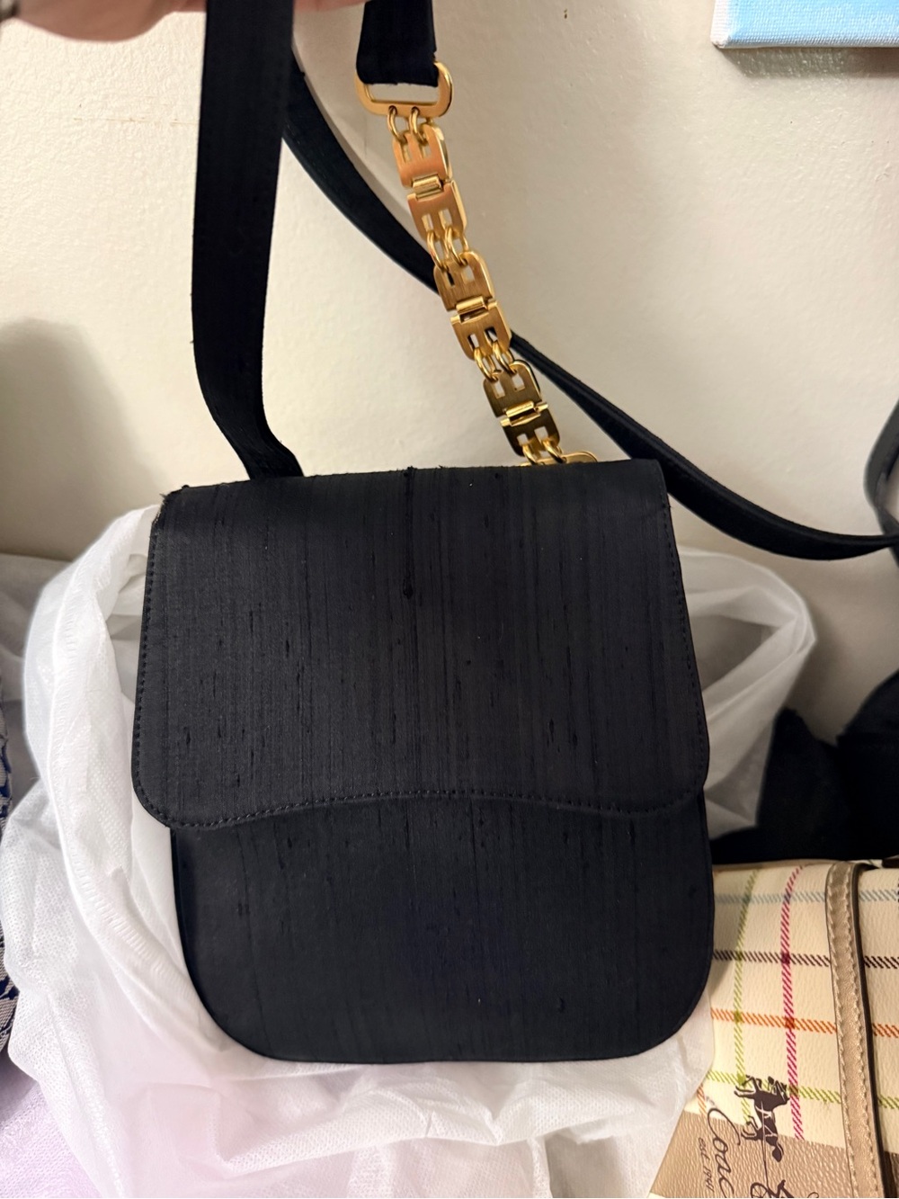 Bally vtg. Black Satin Messenger Bag